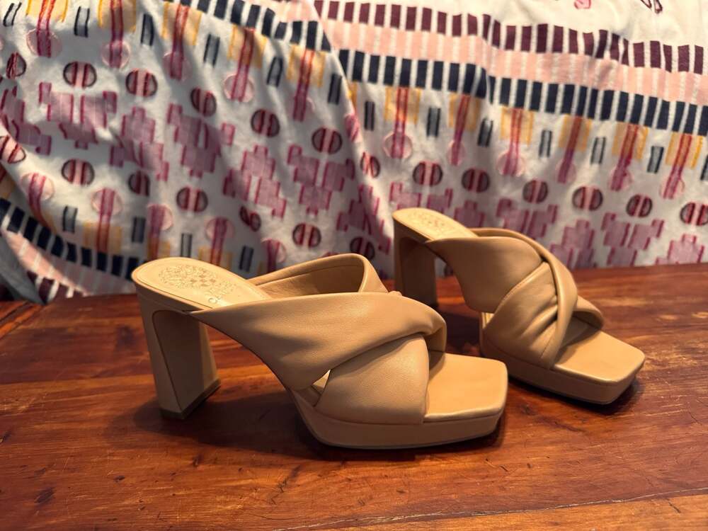 Quiet Luxury Nude Leather Block Heel Mules | Minimalist Chic Platform Sandals